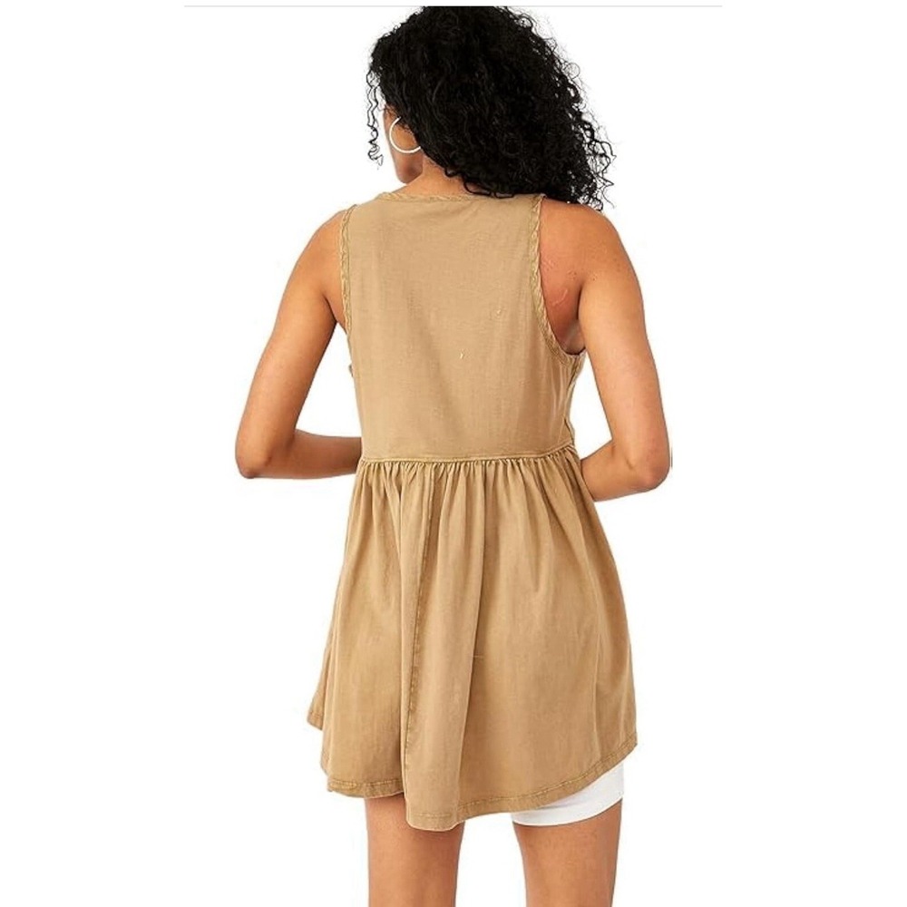 Free People Brooke Tunic Top Yellow Size XS Babydoll Sleeveless Festival - Picture 2 of 8